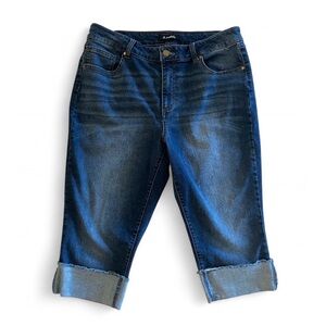 Cropped Jeans Capri Pants Roll-Cuff Women’s Jeans Denim Dark Wash 2000s, Size 12